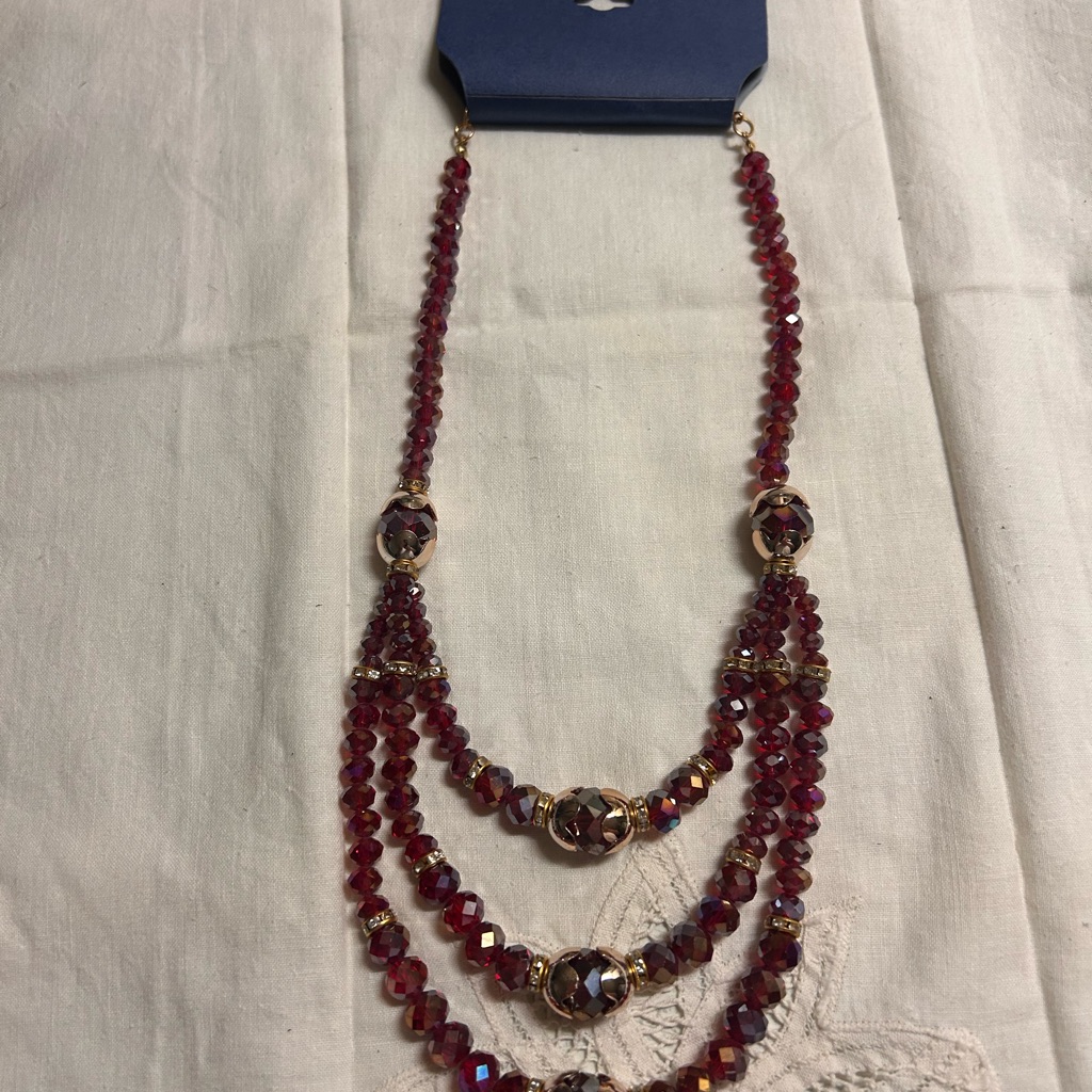 Glamorous Ruby Red Beaded Necklace